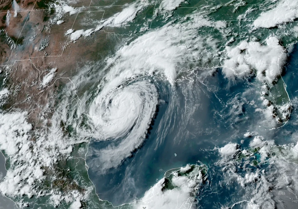 Satellite image of Hurricane Beryl over the Gulf of Mexico