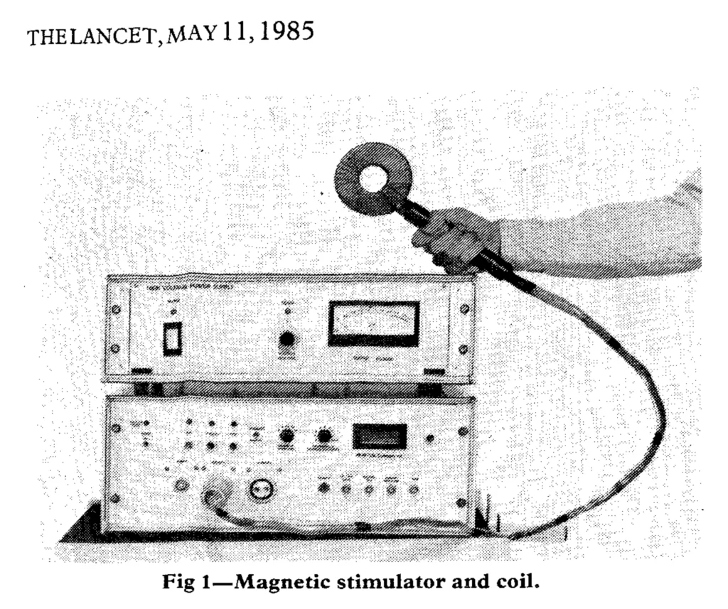 Figure 1 - Magnetic stimulator and coil